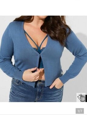 🆕️💙3X BLUE FITTED LONG SLEEVE SHRUG SWEATER💙